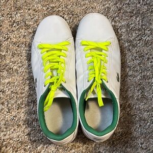 White and Green Sneakers with Minimalist Design